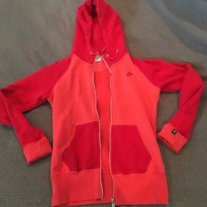 Nike Red color-block zip up hoodie size Medium